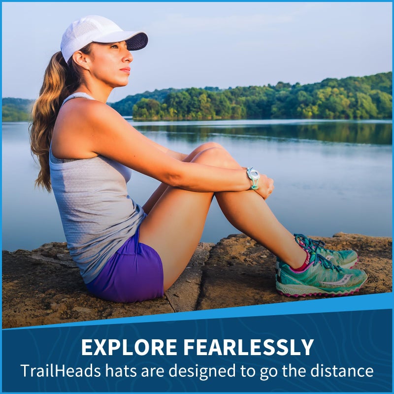 TrailHeads Women's Race Day Performance Running Cap, Lightweight & Quick Drying Mesh Sports Hat with Reflective Trim - White - Image 3